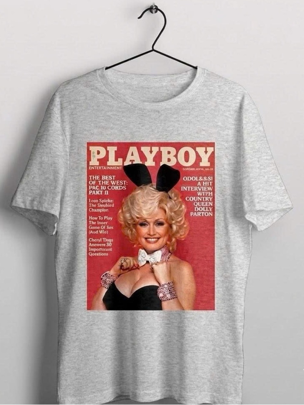 Light Gray Tee with Red Playboy Cover Graphic Dolly